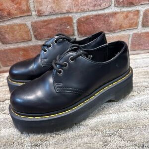 Dr Martens Oxford Shoes Womens US Sz 6 - 1461 Quad Black Smooth Leather Platform